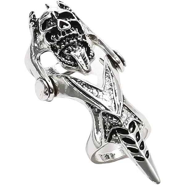 Vintage Retro Skull Head Stainless Steel Ring Jewelry, Men's Carving Ghost Head Red Eye Finger