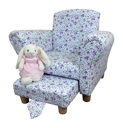 Kids/Childrens/Toddler Flower Fabric Chair Armchair with Footstool