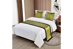 Morbuy Bed Runners, Modern Scarf Bedspread Scarves Home Decoration Hotel Bedding Bed Towel Luxury Protection for Bed Cover Single Double Super King Size (50x260cm for 200cm bed,Olive green)