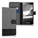 Produktbild kwmobile Hülle für Blackberry Leap - Wallet Case Handy Schutzhülle Kunstleder - Handycover Klapphülle mit Kartenfach und Ständer Grau Schwarz