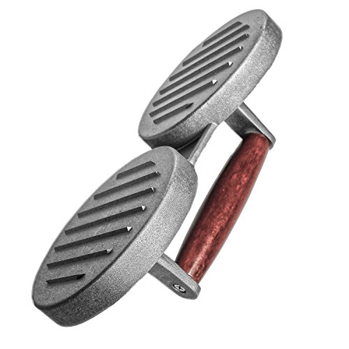 Doppel Hamburgerpresse Set Hamburger Maker Form 2 tlg. mit Holz Griff aus Aluminum Antihaft BBQ - 7