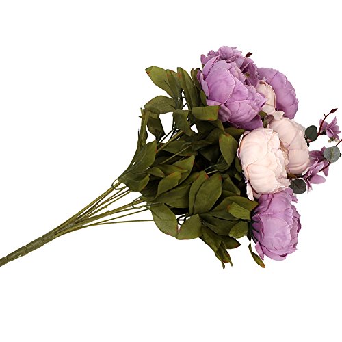Houda Vintage Pfingstrosen, künstlich, Seide, Blumen Sträuße Home Hotel Hochzeit Dekoration Violett (New Purple) - 6