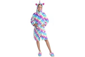 BRINNY Accappatoio per bambini Ragazzi 3D Animale Morbido Corte Unisex con cappuccio Fleece Unicorn Cosplay Accappatoio Dress Night Abbigliamento Della Notte Loungewear Age 2 3 4 5 6 7 8 9 10 11 12 13 anni