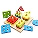 YIXIN Wooden Rainbow Geometric Shape Matching Board Bright-Coloured Toy Stacker for Baby Kid Wisdom Development Toy for 3-Year-Old