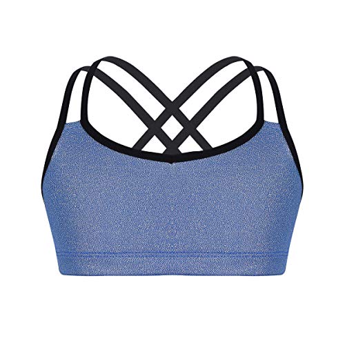 iixpin Fille Haut de Danse Soutien-Gorge de Sport Classique Bra sans Armature Débardeur Crop Top de Gymnastique Fitness Musculation Sportswear Dancewear 4-12 Ans