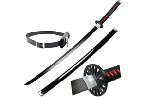 ZNLVZSH Demon Sword Cosplay Katanas Blade Prop For Kamado Tanjirou Samurai anime Ninja Sword Decorative Toys for Slayer Fans Anime Lovers Decorative Weapon Toys Wooden Model 41 Inches, A