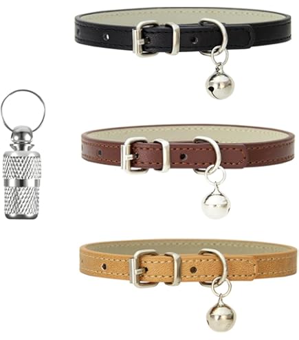 Leder Katzenhalsband Mit Glocke - Elastisch, Verstellbar & Personalisierbar