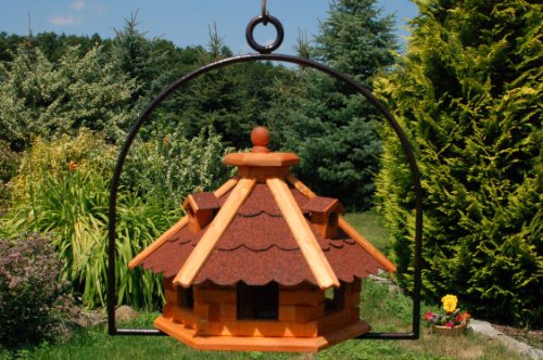 Vogelhaus Dach in rot Nr18 und Bügel zum aufhängen von Vogelhaus, Nistkasten, Vogelhäuschen, Futterhaus, Vogelvilla und Vogelhäusern, feuerverzinkt und pulverbeschichtet, rostfrei, hängend