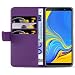 Produktbild JAMMYLIZARD Lederhülle für Samsung Galaxy A7 2018 | Ledertasche [ Classic Wallet Tasche Series ] Leder Book Case Hülle Flip Cover Schutzhülle mit Kartenfach, Lila