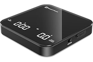 Maestri House Bilancia da Caffè Mini Ricaricabile Con Timer, Precisione 2kg/0,1g, per Espresso e Caffè Filter, Digitale Portatile Con Timer Automatico - Nero
