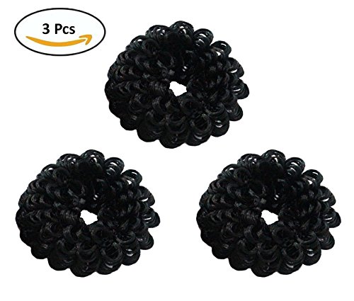 Fok Set of 3 Black Color Stylish Hair Rubber Bands For Women/Girls