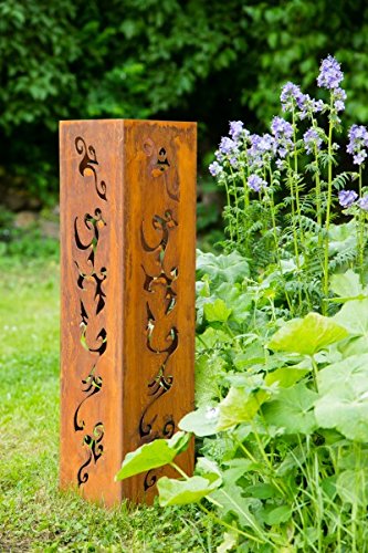 Feuersäule / Säule Metall Edelrost H: 80cm Standsäule f. Bioethanol + Brennpaste