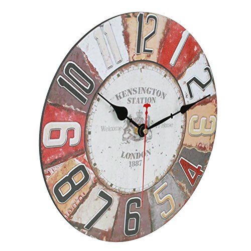 SOLEDI Wanduhr Europäisch Vintage Pastoraler Stil aus Umweltfreundliches MDF ideale Dekoration für Ihr Zimmer - 7