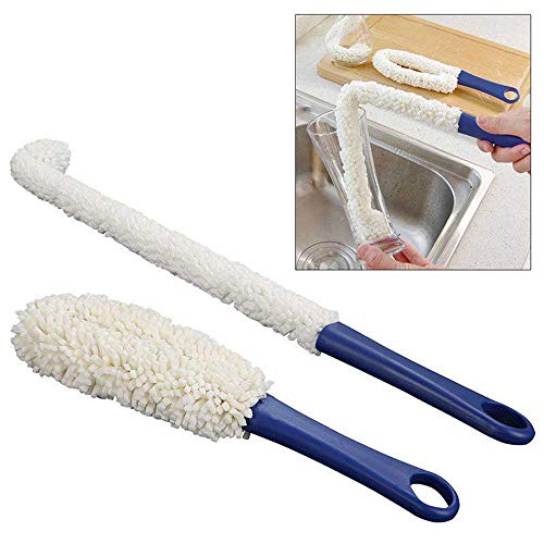KOBWA Bottle Cleaning Brush Set Decanters Cleaner Multi-Function Household Cleaning Tools for Cleaning of Wine Long Bottle, Goblets, Glasses, Cups