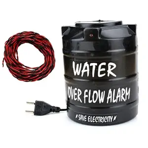 Yugg Plastic Water over Flow Alarm with 15 m Wire (Black, Medium)