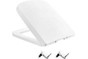 VIVO TECHNOLOGIES Square Toilet Seat Soft Close, Toilet Seats White with Quick Release and Adjustable Hinges for Easy Cleaning, Simple Top Fixing, Anti-Bacterial Toilet Lid Cover Rectangular Toilet Seats