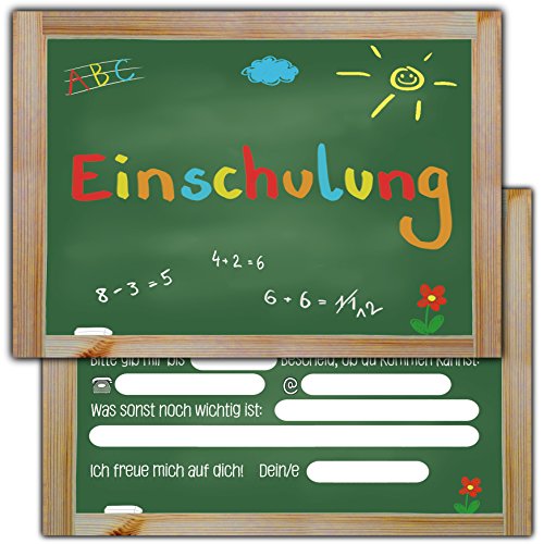 12 Einladungskarten zur Einschulung // Schulanfang Einladungen Mädchen Jungen Schule Tafel Schuleinführung Schuleingang - 5
