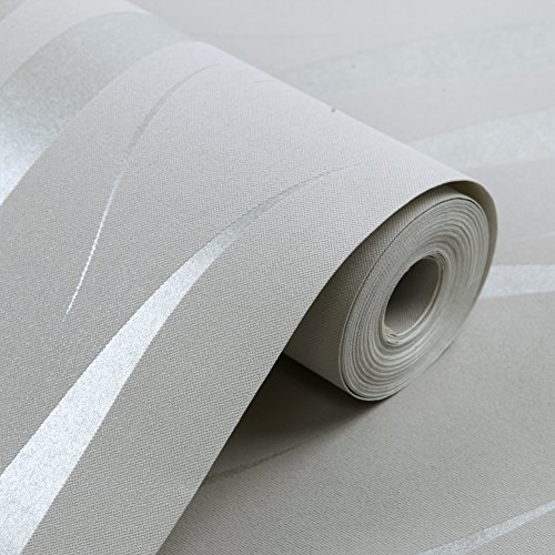 Hochwertig HANMERO®Mustertapete Simpel Modern Vliestapete Relief 0,53m*10m 7 Farben für Schlafzimmer, Wohnzimmer Wallpaper (silber-grau) … - 2