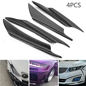 Fuji 4pcs Universal Black Fiber Color Car Front Bumper Fins Body Spoiler Canards