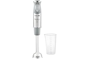 Moulinex QuickChef, Batidora de Mano de 1000 W, 10 velocidades con vaso medidor, protección antisalpicaduras, mango antideslizante, alta potencia y velocidades regulables DD65AD