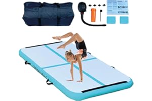 JOWY COLCHONETA AIRTRACK INFLABLE | Bomba Incluida | Gimnasia + Yoga + Entrenamiento En Casa | Amortiguación Extra, Impermeable y Portátil | Uso Interior/Exterior Niños Adultos y Atletas