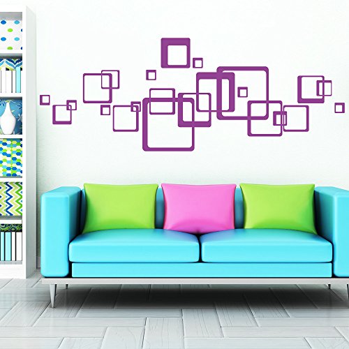 Wandtattoo Loft Wandsticker Aufkleber Vierecke 23 Stück Deko / 49 Farben zur Auswahl / schwarz /