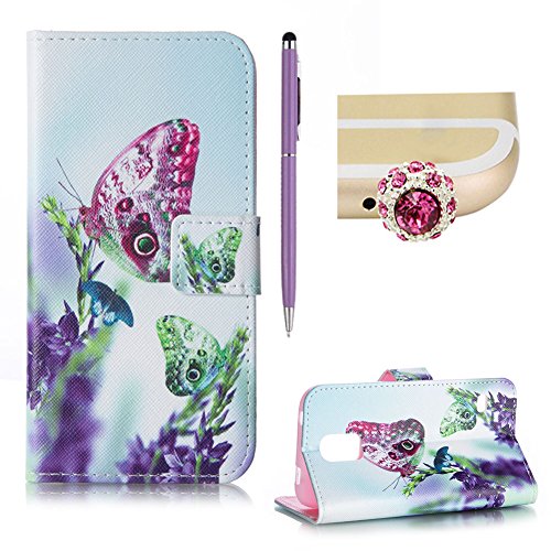 SKYXD für Samsung Galaxy S5 / Galaxy S5 Neo Hülle Leder Grün Rot Schmetterling Muster Folio Klappbar Handy Tasche Schutzhülle [Magnet / Brieftasche Kartenfach / Standfunktion] Klapphülle mit [Handyanhänger + Eingabestift] Zubehör Set für Galaxy S5 / Galaxy S5 Neo Case Bookstyle Flip Leather Cover With [Stylus and Dust Plug]