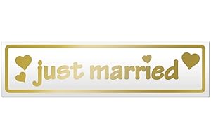 Kiwistar Just Married Plaque magnétique magnétique pour voiture, voiture, voiture, voiture, voiture Doré 60 cm