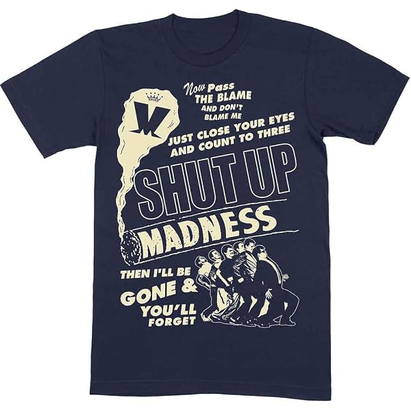 T-shirt Homme Noir Madness T Shirt Est 1979 Crest Band Logo Nouveau Officiel Homme, Noir Vêtement Fan Madness