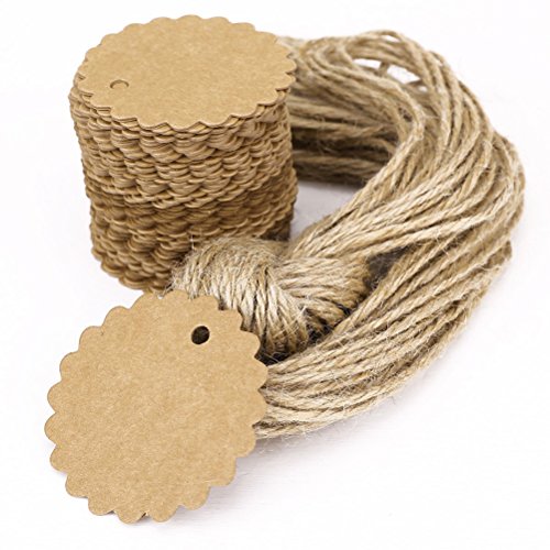 comprare on line LEORX Tag prezzo etichetta bagagli Tag 100pcs 60mm Kraft carta carta regalo con 10M iuta spago prezzo