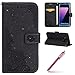 Produktbild Galaxy S7 Edge Leder Hülle,Galaxy S7 Edge Schutzhülle,Samsung Galaxy S7 Edge Ledertasche Handytasche Brieftasche im BookStyle,Hpory Elegante Pfau Blumen Muster Bling Glitzer Glänzend Sparkle Paillettee PU Leder Wallet Tasche Flip Cover Ledertasche Brieftasche im Bookstyle Klapphülle Handytasche mit Weiche Silikon mit Standfunktion Karteneinschub und Magnetverschluß Kratzfeste Stoßdämpfend Kunstleder Schutzhülle Etui Schale für Samsung Galaxy S7 Edge + 1 x Hpory Stylus-(Schwarz)