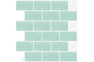 WoStick Vinilos Cocina Azulejos Adhesivos 3d Pegatinas de Baldosas Pared Verde para la Cocina Baños(10-Piezas 30.5 x 30.5cm)