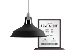 LEDSone - Pantalla de techo industrial para lámpara colgante de techo con forma de cúpula curvada de estilo retro vintage (Negro)