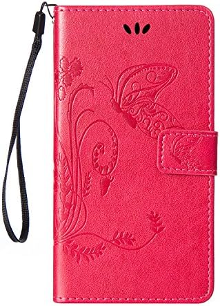 Samsung Galaxy Core Plus G350 PU Leather Flip Cover, Flat Design with Hand Strap Wallet Case for Samsung Galaxy Core Plus G350 Rose Red (4.3 inch)