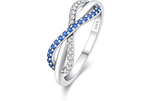 QIKAOLA Anello da donna in argento 925 con zirconi colorati Anello vintage Anello impilabile