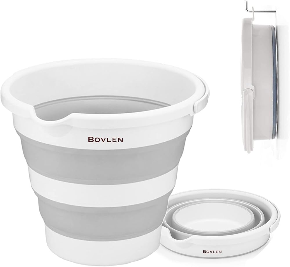 12 Litre Katlanabilir Kova - Akordiyon Katlanır Kova - Araba Kovası - Gri - 32.5 x 27.5 x 6 cm - PP+ TPR
