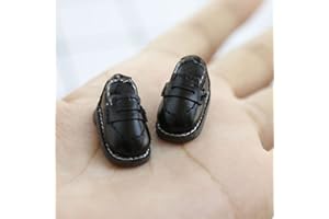 XiDonDon Doll Shoes Leather Shoes for Ob11, body9,GSC,1/12 BJD Doll Accessories Toy Shoes (Black)