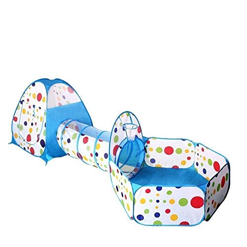 Travel Dream Foldable Kids Toddler Pop Up Play Tent with Tunnel and Ball Pit with Zippered Storage Bag For Kids Indoor Outdoor Playhouse Children Play Gaming Toys