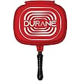 SQ Professional Durane Die-Cast Magic Pan 32cm Double Sided Stove Top Grill Pan Multifunction Deep Grill Ridges Steak Pan - Grill Pans (Red)