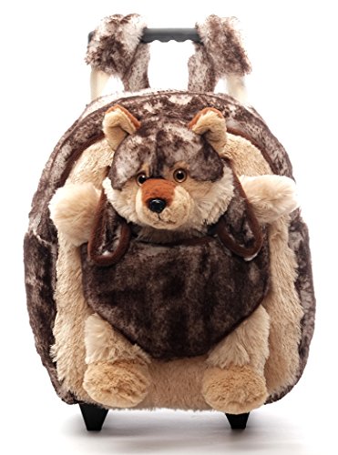 Preisvergleich Produktbild Inware 6515 - 3in1 Kindertrolley, Rucksack, Schmusetier, Wolf Lupus, braun / beige