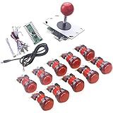 WINIT 1 Player LED Lights Arcade DIY Parts Kit 8 x LED Light Button + 5Pin 8 Way Joystick for USB MAME, Raspberry Pi, Raspberry Pi 2, Raspberry Pi 3 RetroPie Projects Color: Red