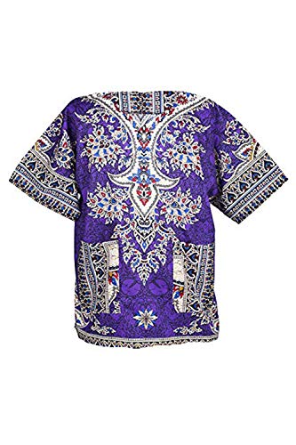 Lofbaz Unisex Dashiki Tradicional De Impresión de África Camisa Hippy M Étnico Morado