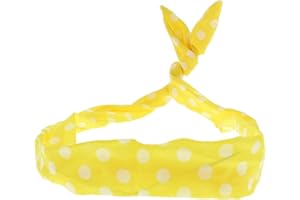 Topkids Accessories Draht-Stirnbänder mit Punkten, gestreift, Vichy-Karo, Frauen, Mädchen, Haarschleife, Bandana, Kopftuch, Haarband der 1950er Jahre, Landmädchen-Kostüm (Gelb gepunktet)