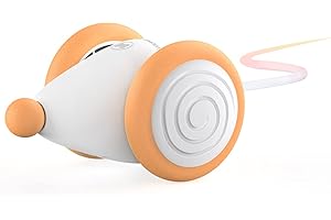 Cheerble Wicked Mouse Toys for Indoor Cats, Interactive Cat Mics with LED Tail Light, Kitten Toys, Smart Electric USB Rechargeable Cat Mice Toys, Pet Exercise Toys With On/Off Feature. (Orange)
