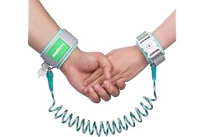 AOMIG Bracciale Sicurezza Bambino, 1.5M Regolabile Bambini Guinzaglio Polso di Sicurezza Riflettente Nella Notte, Anti-Perso Mano Cintura Portatile Che Cammina Girevole a 360°, Verde