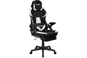 T-LOVENDO.ES Silla Gamer Gaming Profesional, Ergonómica, de Tela Transpirable y Antimanchas, Reposabrazos Abatibles, con Reposapiés. para Adultos. Altura Regulable y Respaldo Abatible.