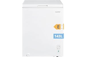 COMFEE' RCC146WH2EU(E) Congélateur coffre autonome 143L convertible congélateur/réfrigérateur, compresseur inverter, 4 étoiles, adapté aux dépendances, garages et abris, blanc [Classe énergétique E]
