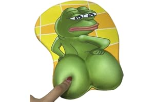 JOOWIN Tapis de souris 3D Pepe Sad Frog antidérapant en silicone pour bureau, ordinateur, ordinateur portable