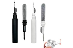 MEXRUMI 2 Piezas 3 En 1 Kit De Limpieza Auriculares Multifunción Herramienta Cepillo Suave Flocado Esponja Limpiador Para Auriculares Para Estuche Carga Auricular Soporte Para Teléfono (Blanco Y Negro