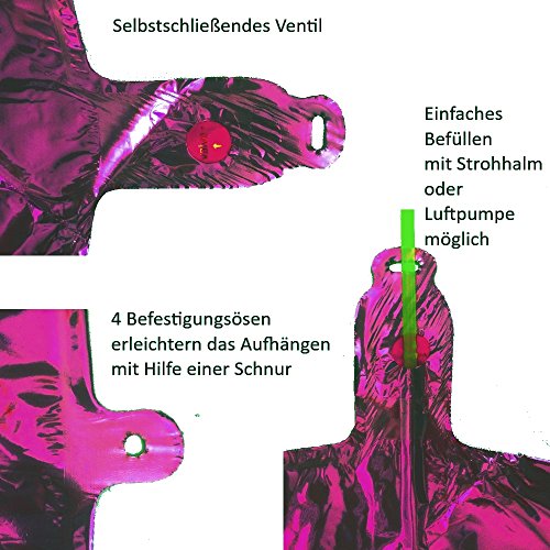 Ballon Zahl 0-9 in Pink – XXL 40″/102cm – Folienballons für Luft oder Helium als Geburtstag, Jubiläum, Hochzeit oder Abschluss Geschenk, Party Dekoration oder Überraschung - 3